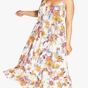 NWT City Chic Maxi Tilly Print Dress Size Large